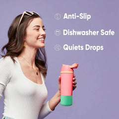 Owala Silicone Water Bottle Boot, Anti-Slip Protective Sleeve for Water Bottle, Protects FreeSip, Twist, and Flip Stainless Steel Water Bottles, 24 Oz, Blue