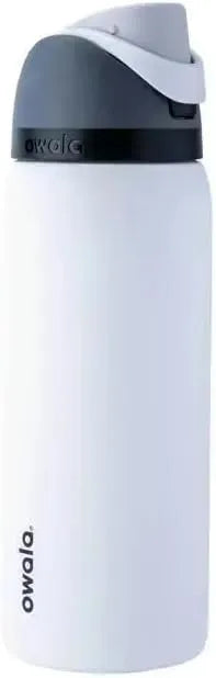 Owala FreeSip Water Bottle, White (Sleek), Stainless Steel, 32 fl oz, with Integrated Straw