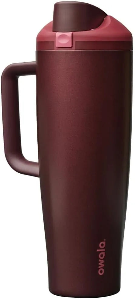 Owala FreeSip Tumbler Stainless Steel Water Bottle 40 oz Black Cherry
