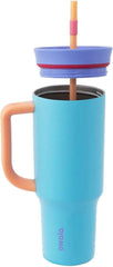 Owala 40 oz.| Stainless Steel Triple Layer Insulated Travel Tumbler with Spill Resistant Lid, Straw, and Carry Handle | BPA Free | In Bloom Blue