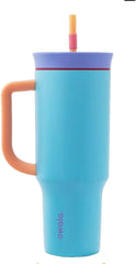 Owala 40 oz.| Stainless Steel Triple Layer Insulated Travel Tumbler with Spill Resistant Lid, Straw, and Carry Handle | BPA Free | In Bloom Blue