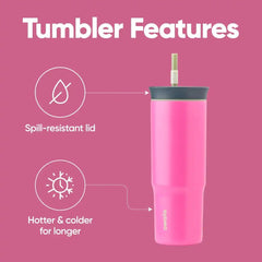 Owala Tumbler Stainless Steel Water Bottle 24 oz Watermelon Breeze