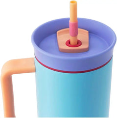 Owala 40 oz.| Stainless Steel Triple Layer Insulated Travel Tumbler with Spill Resistant Lid, Straw, and Carry Handle | BPA Free | In Bloom Blue