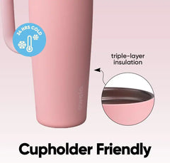 Owala FreeSip Tumbler Stainless Steel Water Bottle 30 oz Rose Quartz