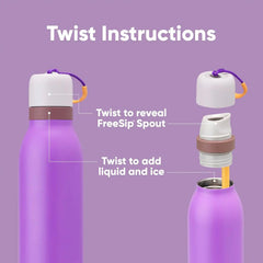 Owala FreeSip Twist Stainless Steel Water Bottle 18 oz California Grapevine